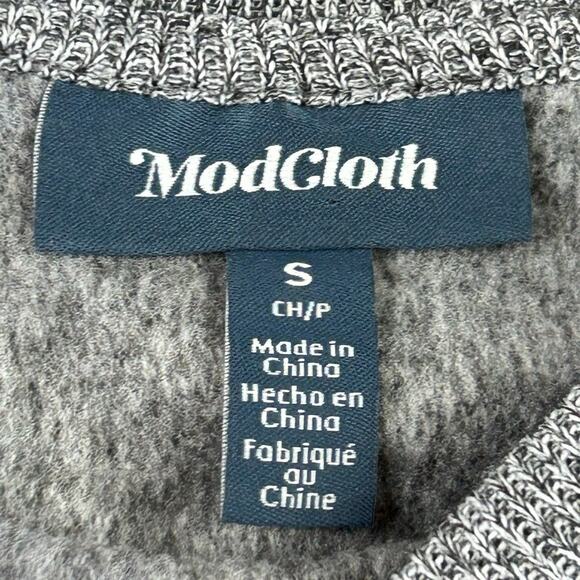 ModCloth Gray Cropped Dolman Sleeve Striped Sweater Sz S - Picture 5 of 7